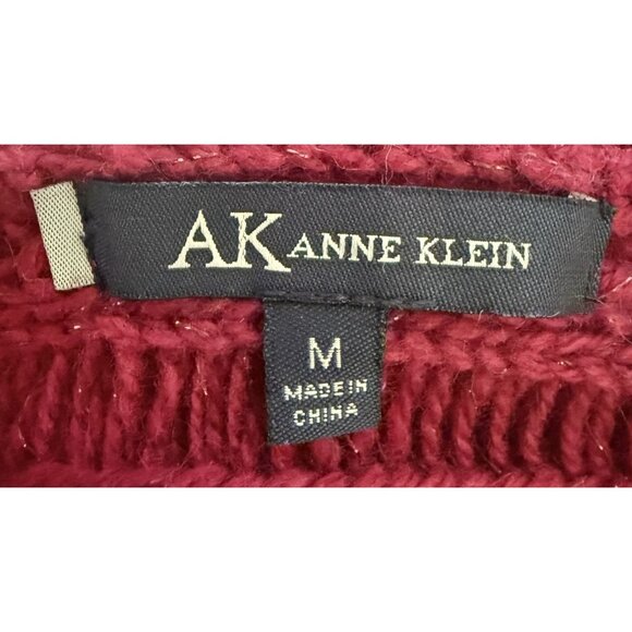 Anne Klein Burgundy Ruffled Open Cardigan Y2K Cropped Metallic Womens M Cozy - Picture 5 of 5